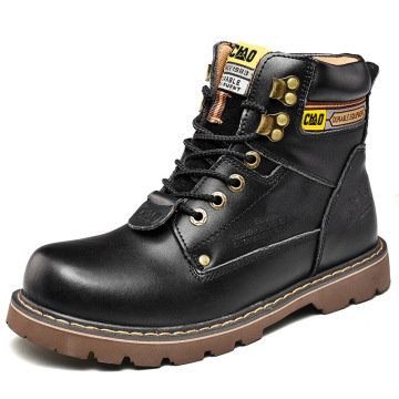 Bottes de travail de casquette d&#39;orteil en acier en cuir masculin pour hommes