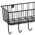 Metal iron wire rectangle storage basket with hooks