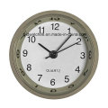 Quartz Movement Insert Round Silver Tone Mini Clock with Numbers