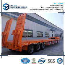 50t 3 Axles Low Flat Bed Plate Semi Trailer with Hydraulic Ladder