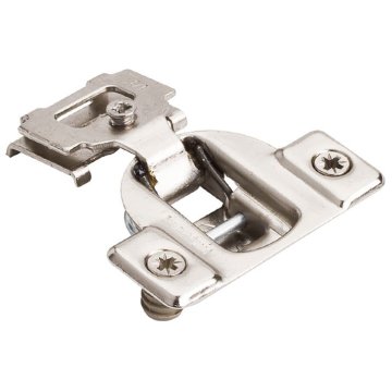 Hinges - 1/2" Overlay 1 Piece Face Frame Hinge with Overlay Adjustment with Dowels in Nickel