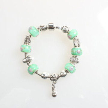 Pandora vert verre perles en alliage femmes Bracelets Bangles