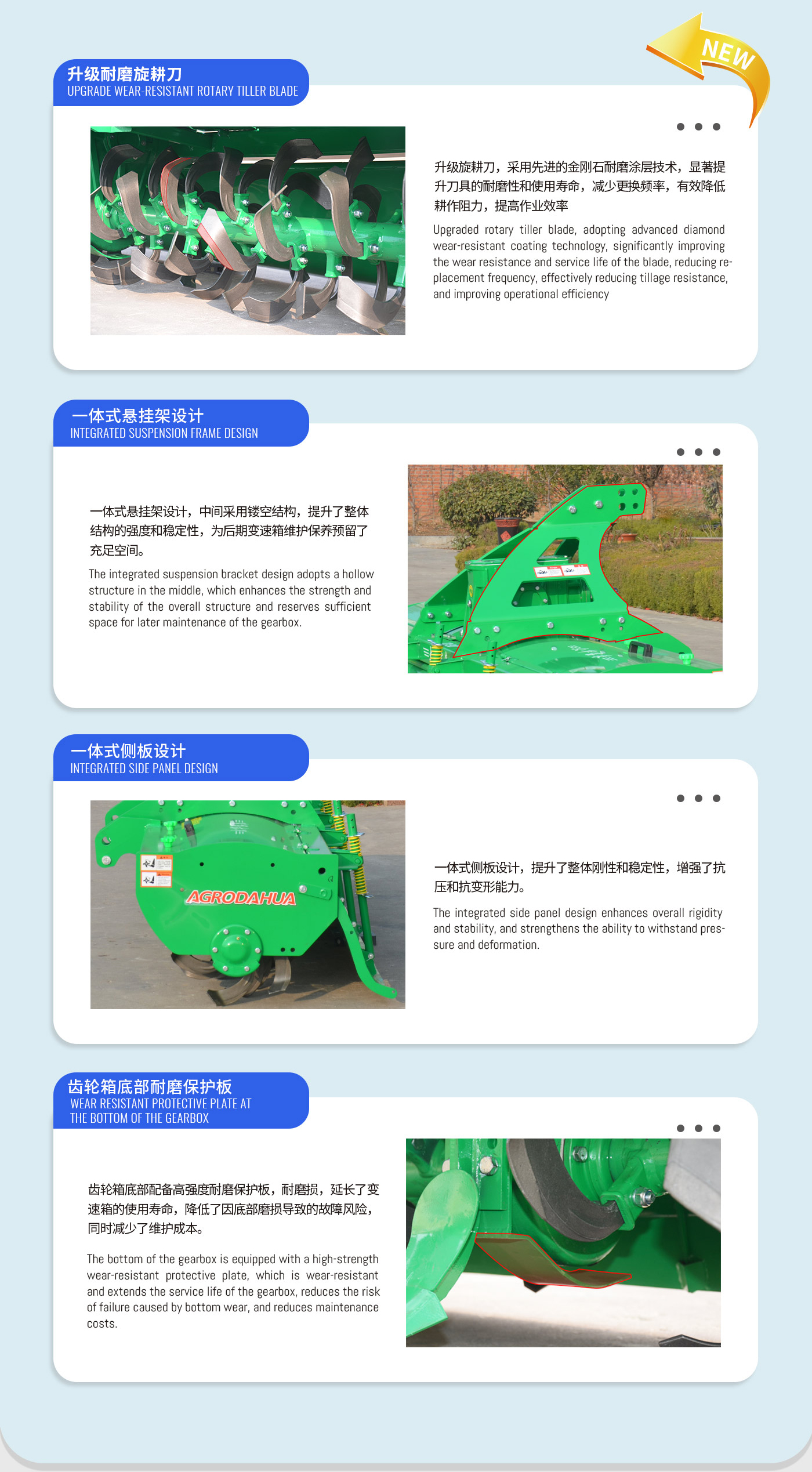 Comes with rotary tiller accessories 84 diamond wear-resistant coated rotary tiller blades. Comes with rotary tiller accessories 84 diamond wear-resistant coated rotary tiller blades.