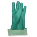 Green PVC coated gloves Foam finish cotton linning