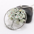 Collier de pendentif en pierre ornement de fleurs arbre de vie