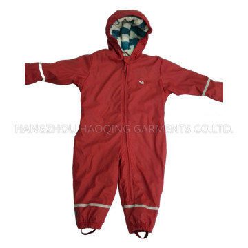 Jumpsuit PU sólido com capuz vermelho