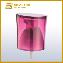 Plastic cosmetic pump with overcap