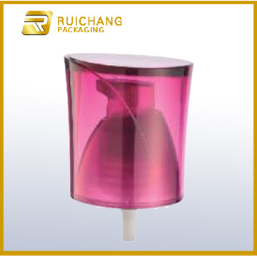 Plastic cosmetic pump with overcap