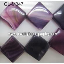 Across corners square agate bead-dark purple