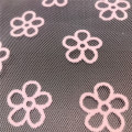 Pink Flowers Flocking Printed Tulle for Home Textile