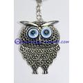 Owl Key Chain Handmade Evil Eye Silver Plated