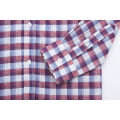 Chemise à manches longues teintes de fil de lin pour hommes