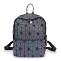 Moda personalizada de alta qualidade de couro PU Geométrico Reflexivo Mochilas luminosas para homens e mulheres Mochila portátil para Kid Sch