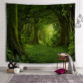 Tree Forest Tapestry Wall Hanging Tree Pole Trunk Nature Green Wall Tapestry Home Decor