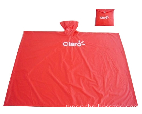 pvc rain poncho with material packing bag