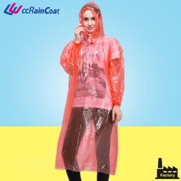 Transparent disposable plastic material rain suits for camping hiking