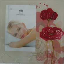 Cadre Photo en verre fleur rouge