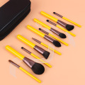 12 piece yellow synthetic Cosmetic brush set professional