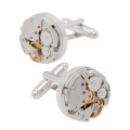 Steampunk working watch movement cufflinks