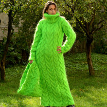 Moda Nuevo Diseño 100% Hand Knit Invierno largo vestido cálido