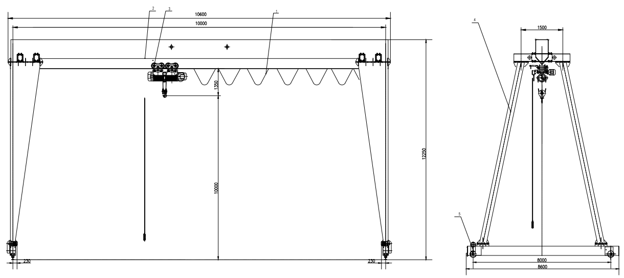 5T Single Girder Gantry Crane