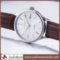 Mem′s Quartz Watch with Leather Strap Stainless Steel Watch