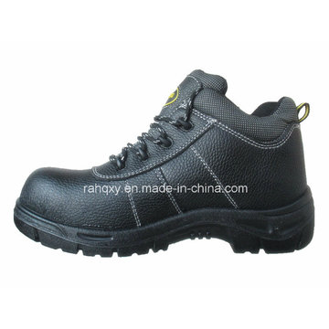 Split Embossed Leather Plastic Shoebuckle Safety Shoes (HQ01021)