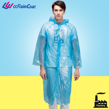 impermeable desechable de longitud de rodilla de botón