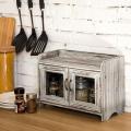 Kitchen Spice Shelves Torched Wood Countertop Storage Cabinet