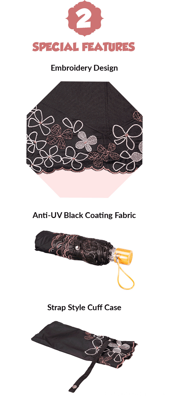 Embroidery Compact Umbrella