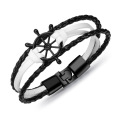 Schwarze und weiße Damen dünne Lederarmbänder