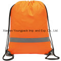Werbeartikel Custom Orange 210d Polyester wasserdicht Reflektierende Drawstring Bag