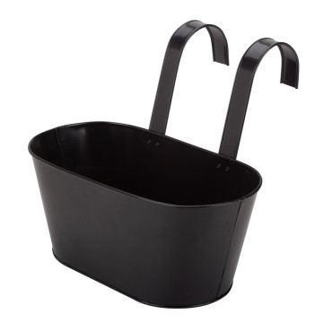 Matte black railing hook planter