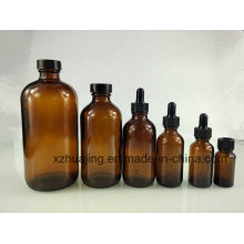 16oz 500ml Amber Round Glass Boston Bottle