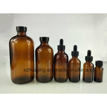 16oz 500ml Amber Round Glass Boston Bottle