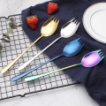 Colorful salad fork titanium stainless steel spork