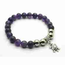 Natural Amethyst Bracelet Gemstone Beads jewelry alloy pendants
