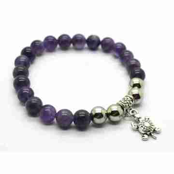 Natürliche Amethyst Armband Edelstein Perlen Schmuck Legierung Anhänger