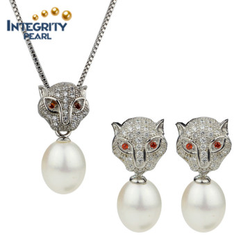 Conjunto natural de pérolas de água doce AAA Novo conjunto de pérolas de design Drop Wedding Pearl Set