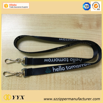 Customized logo sublimation lanyard with two clips