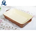 High quality rectangular restaurant oven ceramic baking dish set with handle