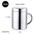 Customized Silver 304 Stainless Mug With Lid