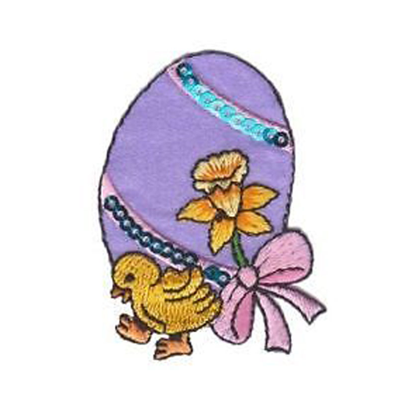 Easter Chick Sequin Egg Embroidered Patch