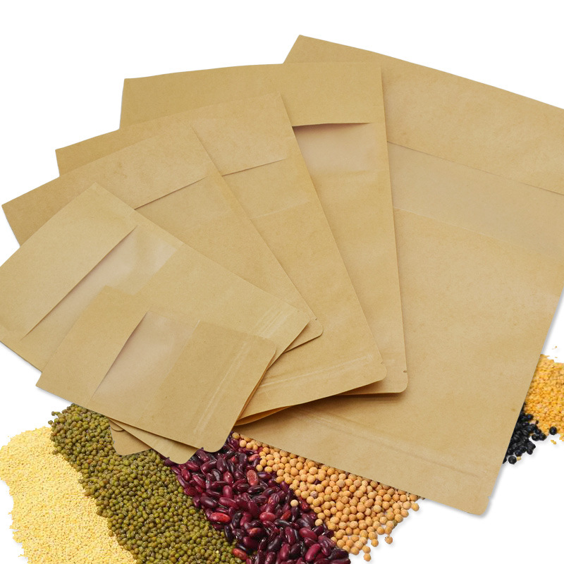 Matte Clear Window Craft Flat Bottom Zip lock Stand up Pouches / Coffee Food Packaging / Kraft Paper Packing Bags Matte Clear Window Craft Flat Bottom Zip lock Stand up Pouches / Coffee Food Packaging / Kraft Paper Packing Bags