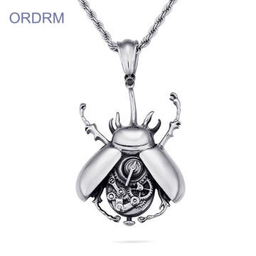 Men Stainless Steel Steampunk Beetle Necklace For Sale