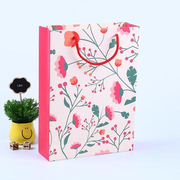 Logo Printing Paper Bag With Back Grosgrain Ribbon