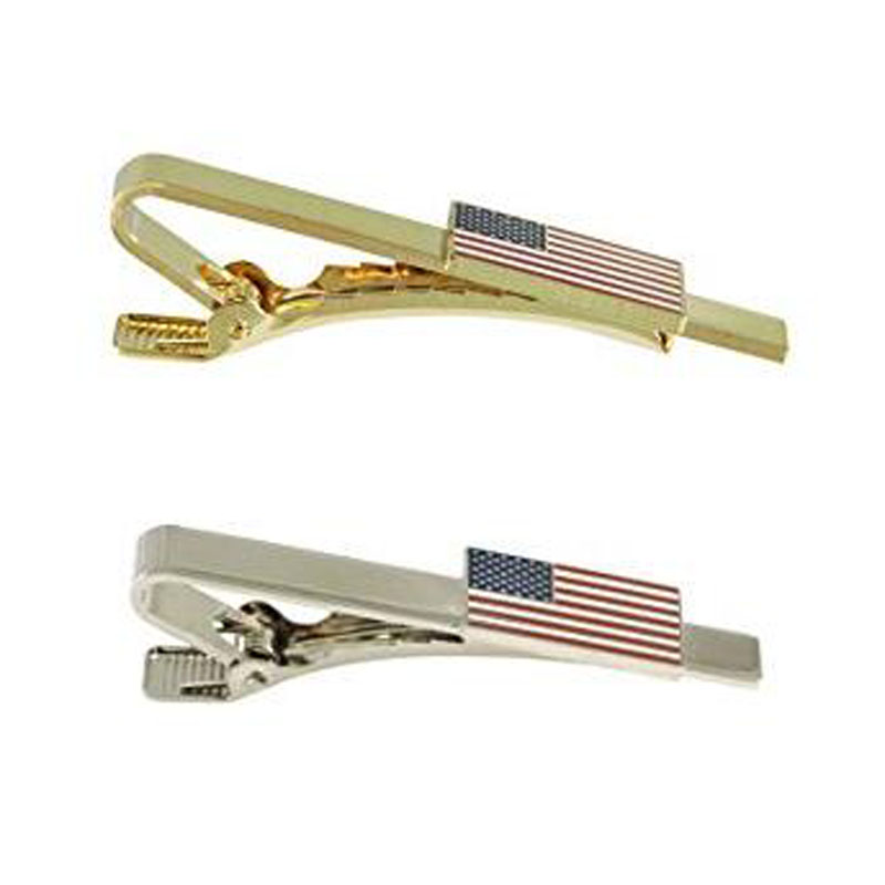 American Flag Silver Tie Bar