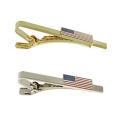 Official American Flag Silver Tie Bar Clip