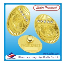 Zinc Alloy Gold Logo Fancy Garment Badge with Diamonds (LZY-10000373)