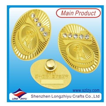 Aleación de zinc de oro insignia insignia de ropa de fantasía con diamantes (LZY-10000373)